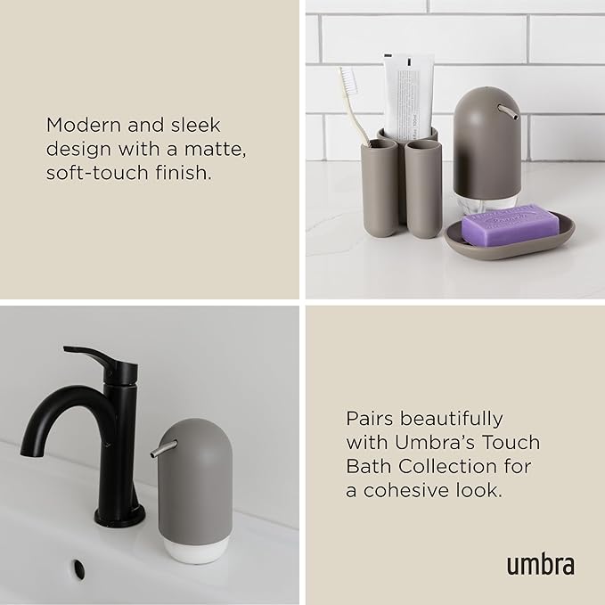 Umbra Touch Soap Dispenser Pump 13 oz (384 ml) Capacity for Liquid Soap or Hand Sanitizer, Easy to Refill, Grey - Image 4
