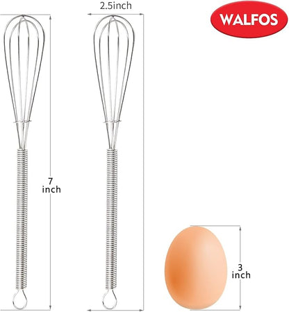 Walfos Mini Whisks Stainless Steel 6pcs; 7" - Small Whisk for Whisking, Beating Eggs, Mixing Sauces, Blending Ingredients - Image 6