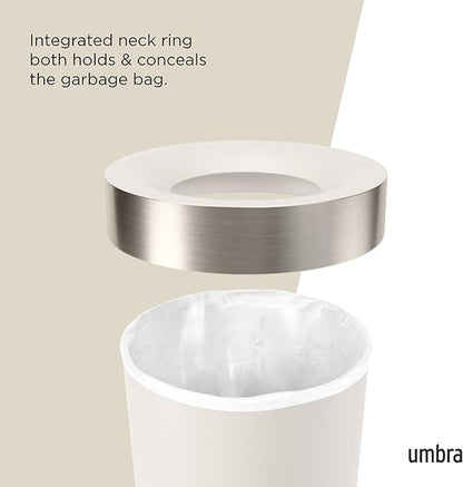 Umbra Vento Kitchen Trash Can – Large 16 Gal (62 L) Open Top Garbage Can for Home & Office – Modern Clean Design, Sand
