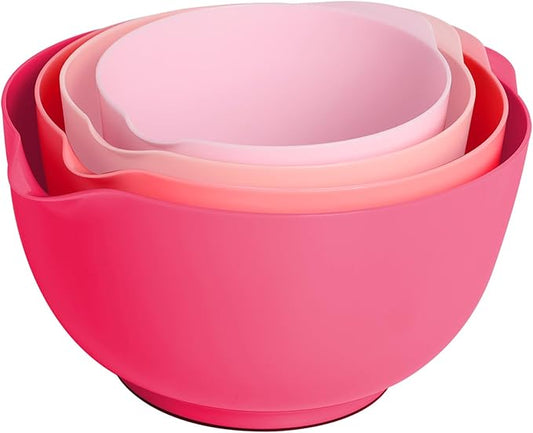 BoxedHome Classic Mixing Bowl Set, BPA Free Plastic, Microwave and Dishwasher Safe (Set of 4, Pink), 4.5 quarts by BoxedHomeProducts