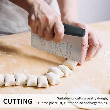 Stainless Steel Dough Bench Scraper & Chopper, Pastry Cutter for Kitchen (1 Pack, Black)