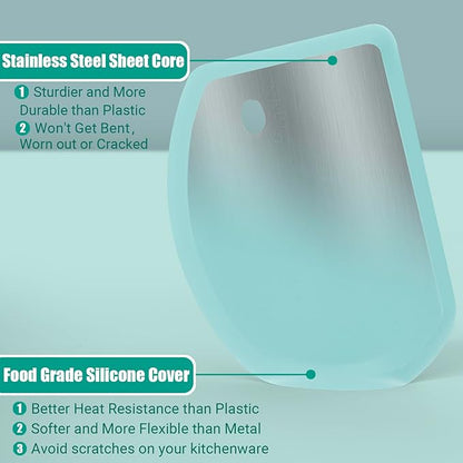 Silicone Dough Scraper with Stainless Steel Sheet, Curved Edge Flexible Bowl Scraper for Baking, Food Grade Silicone Bench Scraper for Sourdough Bread Proofing Basket, 5.98"×4.3", Mint Green, SAPID - Image 2