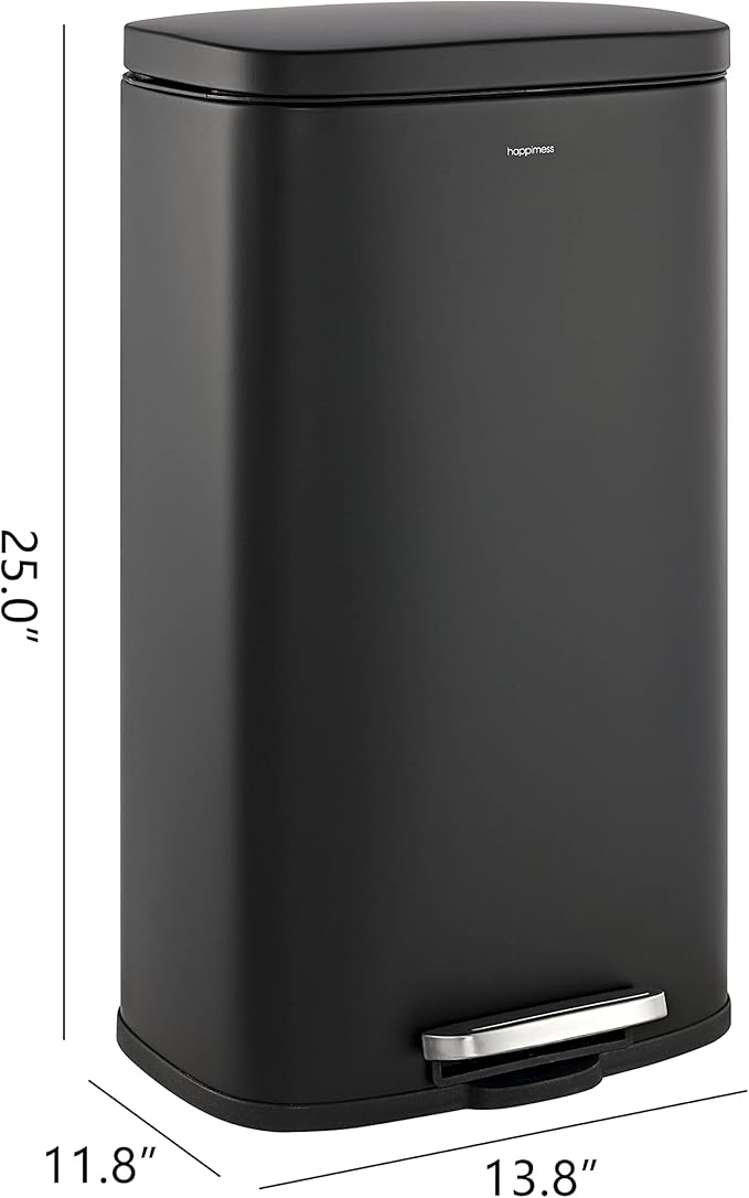 happimess HPM1011B Curtis 8-Gallon Step-Open Trash Can with Soft-Close Lid, Modern, Minimalistic, Fingerprint Proof for Home, Kitchen, Laundry Room, Office, Bedroom, Bathroom, Black - Image 4