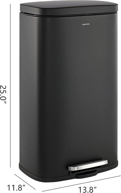 happimess HPM1011B Curtis 8-Gallon Step-Open Trash Can with Soft-Close Lid, Modern, Minimalistic, Fingerprint Proof for Home, Kitchen, Laundry Room, Office, Bedroom, Bathroom, Black - Image 4