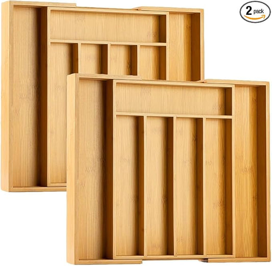 Kitchen Silverware Drawer Organizer and Storage Flatware Cutlery Utensil Holder Spice Rack Containers Bathroom Counter Cabinet Office Desk Makeup Drawer Tray Kitchen and Dining Tools Decor Accessories by Bellsal