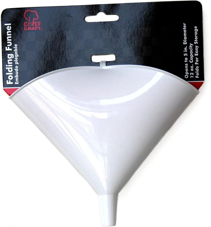 Chef Craft Select Plastic Folding Funnel, 5 inch Diameter 12 Ounce Capacity, White