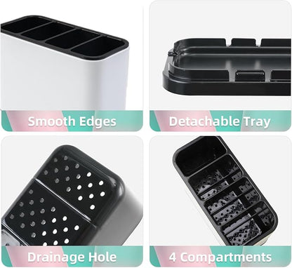 LIBODOUR Utensil Holder,Stainless Steel Caddy Counter,Spoon holder,4 Compartments Silverware Caddy,Capacity Flatware Spoon Fork Tool Cutlery Holder（White） - Image 5