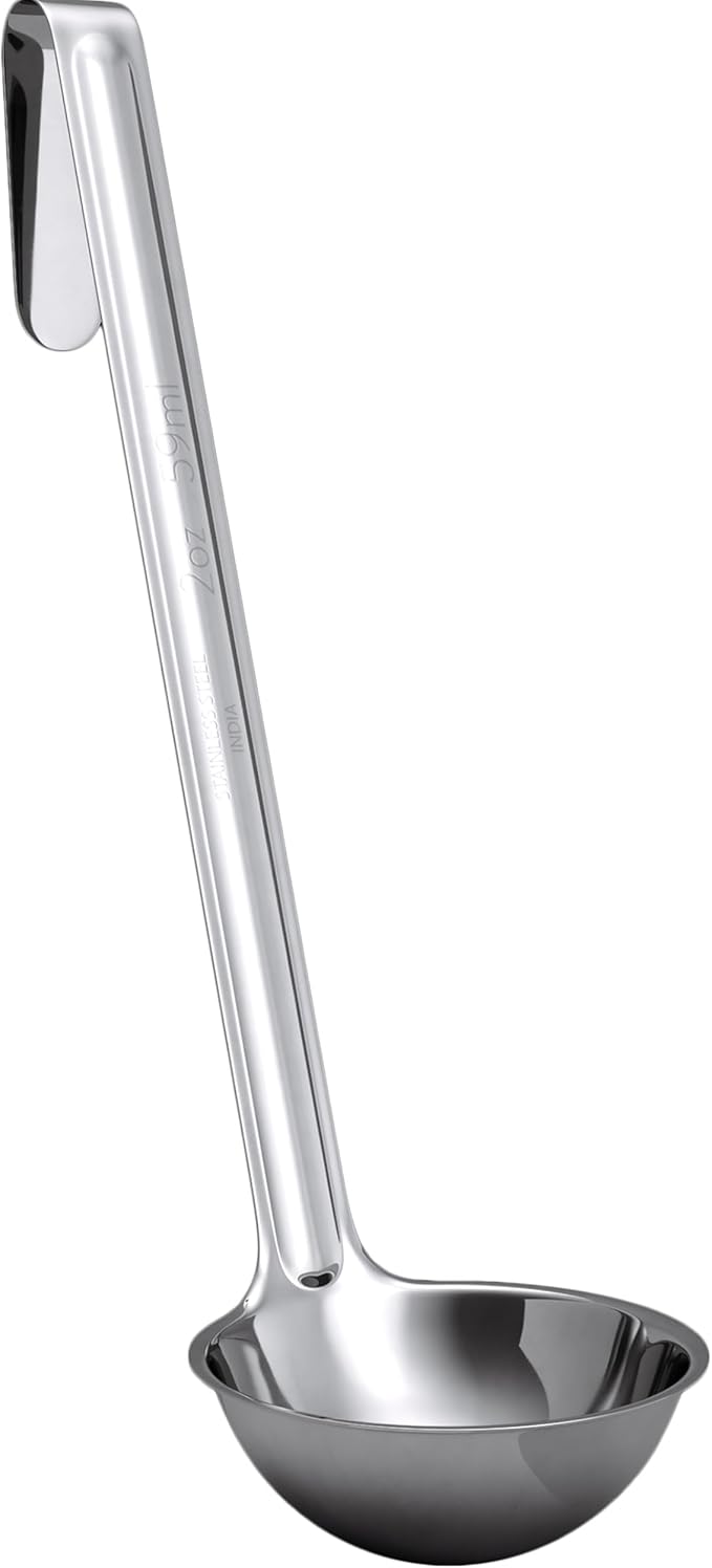 Super Sturdy, Ergonomic 2 Oz. Soup Ladle 1 Pk. Stainless Steel Ladles with Long Handles. Best Kitchen Accessories for Stirring, Portioning and Serving Soups, Chili and Stew in Restaurants and at Home by FoodRestaurantSupplies