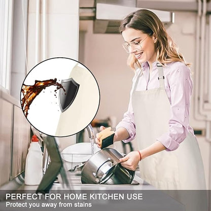 Jubatus 2 Pack 100% Cotton Aprons with 2 Pockets Cooking Chef Kitchen Adjustable Bib Apron for Women Men, Beige - Image 3