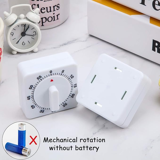 Weewooday 2 Pieces 60 Minute Visual Kitchen Timer Hour Mini Countdown Mechanical Timer Loud Voice for Kitchen, Homework, Exercise - Image 4