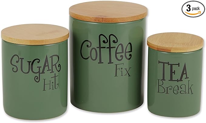 DII Kitchen Accessories Retro Collection, Ceramics, Canister Set, Artichoke, 3 Piece by DII