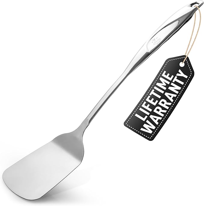 Zulay Kitchen Stainless Steel Solid Turner - 15” Large Metal Spatula for Cooking, Frying & Grilling - Durable, Heat-Resistant & Dishwasher Safe Kitchen Utensil for Everyday Use by ZulayKitchen