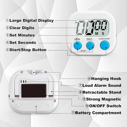 Digital Kitchen Timer, 6 Pcs Classroom Timers for Kids Teacher, Magnetic Countdown Minute Simple Timer for Cooking Study Exercise Game Baking Reading Gym Meeting Work Task (Blue/Green/White)