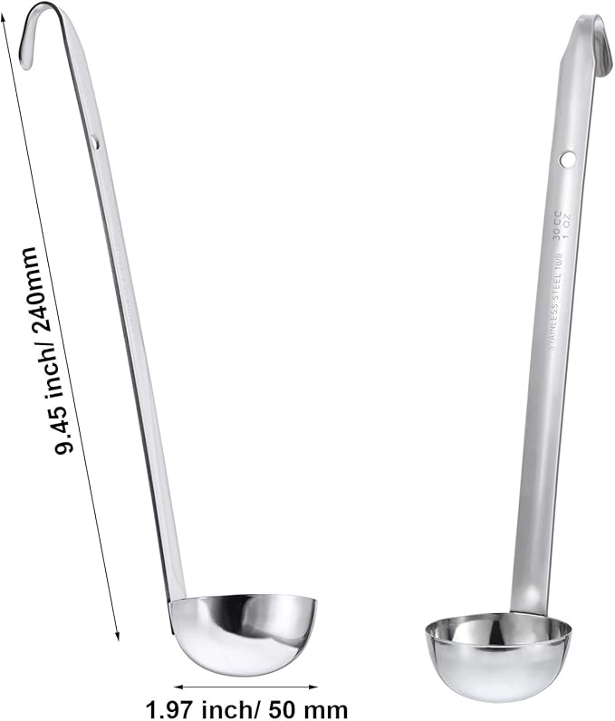 meekoo 3 Pieces Stainless Steel Ladle Soup Handle Ladle with Pouring Rim for Kitchen Cooking Soup Sauce (1 oz) - Image 4