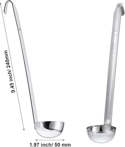 meekoo 3 Pieces Stainless Steel Ladle Soup Handle Ladle with Pouring Rim for Kitchen Cooking Soup Sauce (1 oz) - Image 4