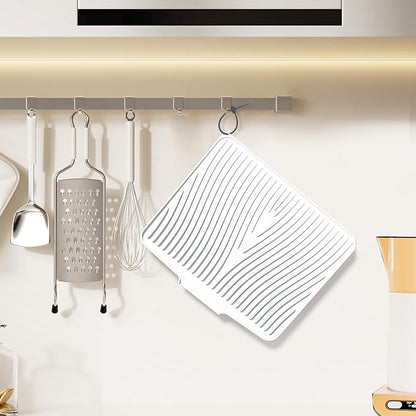 Silicone Dish Drying Mat for Kitchen Counter, Dish Drying Pad, Non-Slip Drain Pad with Built-in Drain, Heat Resistant Stone Drying Mat - Image 5