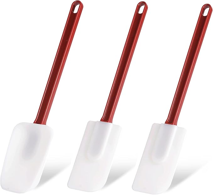 Silicone Rubber Spatula Set of 3, High Heat Set, Commercial Rubber Spatula (1 Spoonula + 2 Scrapers (9.5 Inches)) by Heffiso+Silicone+Utensils