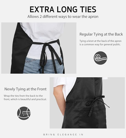 Syntus 4 Pack Adjustable Bib Apron with 2 Pockets Cooking Kitchen Aprons for Women Men Chef - Image 6
