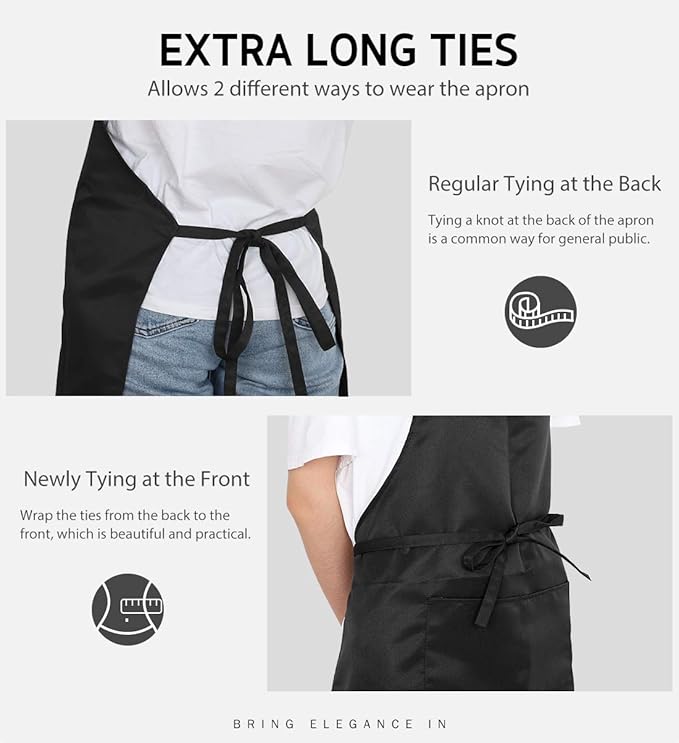 Syntus 4 Pack Adjustable Bib Apron with 2 Pockets Cooking Kitchen Aprons for Women Men Chef - Image 6