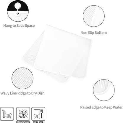 MicoYang Silicone Dish Drying Mat for Multiple Usage,Easy clean,Eco-friendly,Heat-resistant Silicone Mat for Kitchen Counter or Sink,Refrigerator or Drawer Liner White 5XL 36inches x 18inches - Image 3