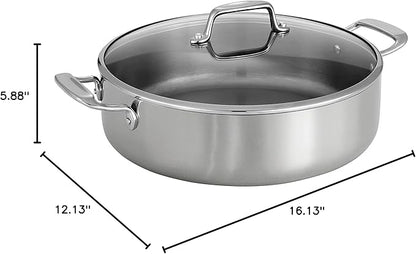 Tramontina Tri-Ply Clad Stainless Steel 6-Quart Braiser Pan with Glass Lid, Induction-Ready, Dishwasher-Safe, NSF-Certified - Image 9