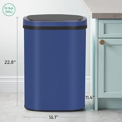 BestOffice 13‑Gallon Automatic Sensor Trash Can, Deep Blue – 50 L Touchless Motion‑Activated Kitchen Garbage Bin, Fingerprint‑Resistant Stainless Steel - Image 7