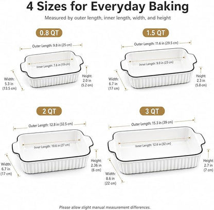 Ceramic Bakeware Set of 4, Deep Rectangular Casserole Dishes for Oven to Table, Non-Stick Lasagna Pans with Handles, Stackable Baking Pans for Family Dinners & Housewarming Gift - Image 2