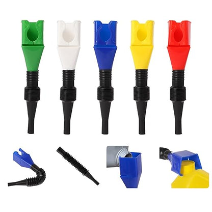 Premium Flexible Oil Funnel for Automotive Use - 5Pack Leakproof Plastic Funnel with Hose for Easy Oil Changes, Small Funnels Kit | Durable and Versatile Design for Cars, Trucks, and DIY Mechanics