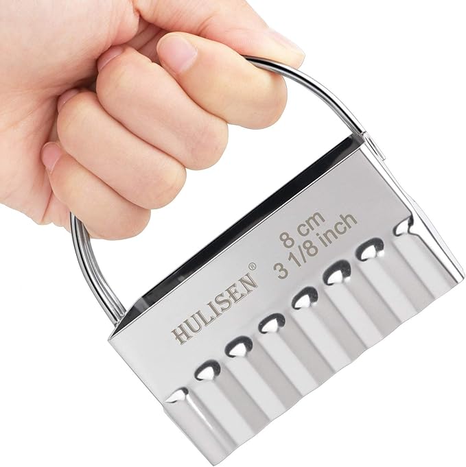 HULISEN Square Biscuit Cutter Set (4 Pieces/Set), Stainless Steel Cookies Cutter with Handle, Professional Baking Dough Tools (Ripple Square) - Image 2