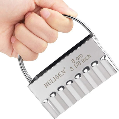 HULISEN Square Biscuit Cutter Set (4 Pieces/Set), Stainless Steel Cookies Cutter with Handle, Professional Baking Dough Tools (Ripple Square) - Image 2