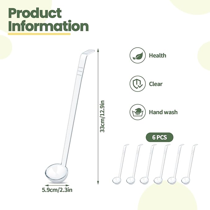 6 Pcs 1 Oz Small Ladle 13 Inches Mini Ladles for Serving Sauce, Soup, Dressing, Punch Bowl, Gravy, Cocktail, Fruit Juices – Clear Plastic Long Handle Ladles for Parties, Catering - Image 3
