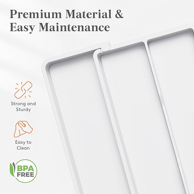 Lifewit Utensil Organizer for Kitchen Drawers, Expandable Cooking Utensil Tray, Adjustable Cutlery Silverware Flatware Holder, Plastic Spatula Tools Storage Divider, 11-18 x 14", White - Image 6
