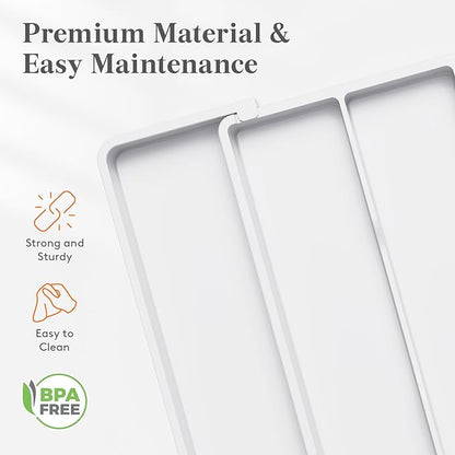 Lifewit Utensil Organizer for Kitchen Drawers, Expandable Cooking Utensil Tray, Adjustable Cutlery Silverware Flatware Holder, Plastic Spatula Tools Storage Divider, 11-18 x 14", White - Image 6