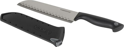 Farberware Edgekeeper 7-Inch Santoku Knife with Self-Sharpening Blade Cover, High Carbon-Stainless Steel Kitchen Knife with Ergonomic Handle, Razor-Sharp Knife, Black - Image 2