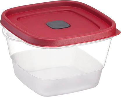 Tribello BPA-Free Plastic Food Storage Set, Red Vented Lids - Microwave, Dishwasher Safe: Perfect for Meal Prep, Leftovers, and Kitchen Organization (3 x 7-Cup)