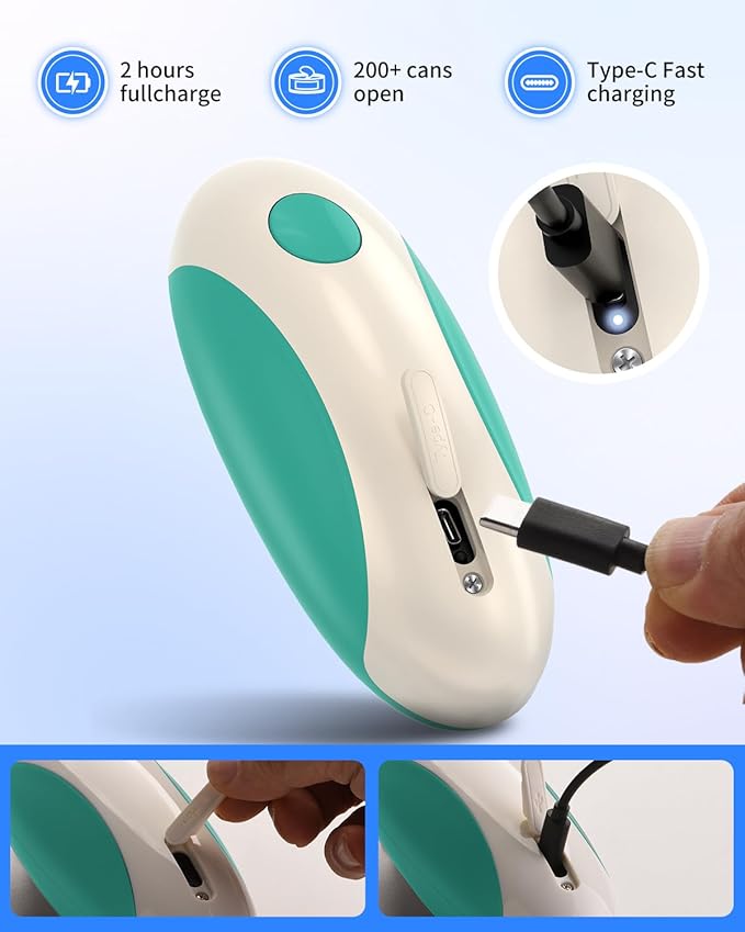 CIRCLE JOY Rechargeable Electric Can Opener, One-Touch Automatic Can Opening with Lid Remover & Smooth Edge Cutting, Food-Safe, Easy to Use for Seniors and Arthritis, Green - Image 3