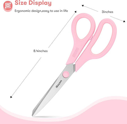Scissors, iBayam 8" All Purpose Scissors Bulk 3-Pack, Ultra Sharp 2.5mm Thick Blade Shears Comfort-Grip for Aesthetic Fun Cute School Office Teacher Desk Crafts and Art Supplies Accessories Essential - Image 5