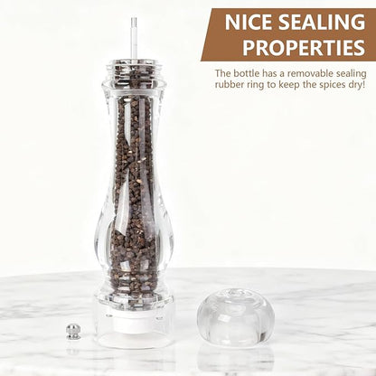 LHS Pepper Mill Grinder Set, 2Pcs Salt Grinder Peppercorn Grinders with Adjustable Coarseness-Clear - Image 6