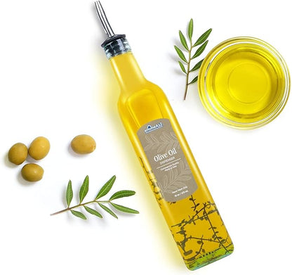 EHOMEA2Z Olive Oil Dispenser Bottle - 16 oz, Made in Italy Glass Olive Oil and Vinegar Cruet with Stainless Steel Spout for Kitchen, Slight Green Tint (1, 473 ml) - Image 2
