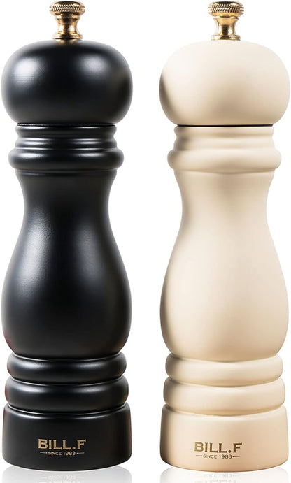 Salt and Pepper Grinder Pepper Mill Grinder Pepper Grinders Shakers Salt Mill Set of 2 with Adjustable Ceramic Rotor 7 Inch Black and White by BFBILLFSINCE1983