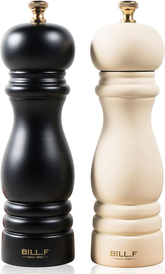 Salt and Pepper Grinder Pepper Mill Grinder Pepper Grinders Shakers Salt Mill Set of 2 with Adjustable Ceramic Rotor 7 Inch Black and White by BFBILLFSINCE1983