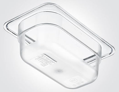 CURTA 6-Pack 1/9 Size 2.5" Deep NSF Polycarbonate Food Pans | Dishwasher & Freezer Safe Clear Container for Prep Tables, Buffet, Salad Bar, Commercial & Home Kitchen