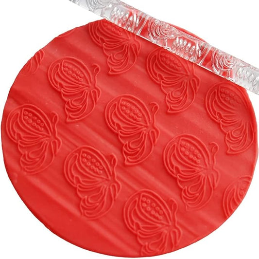 Rengue Acrylic Rolling Pin with 28 Patterns, Compliant Material, Comfortable Grip, 16 X 1 Cm, Lightweight for Dough and Pastry Acrylic Rolling Pin with 28 Patterns, Nan Kitchen (#20)