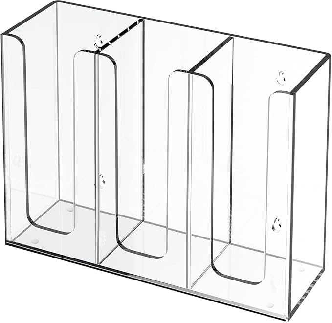 Richboom Acrylic Coffee Cup and Lid Storage Organizer Holder, 3 Compartments, Clear by Richboom