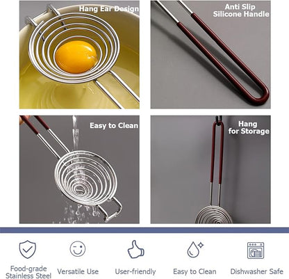 Semi Automatic Whisk & Egg Yolk Separator, Stainless Steel Mini Hand Push Whisk, Hand Mixer Egg Beater Wisking Tool & Egg Separator for Raw Eggs Set, for Cooking, Baking