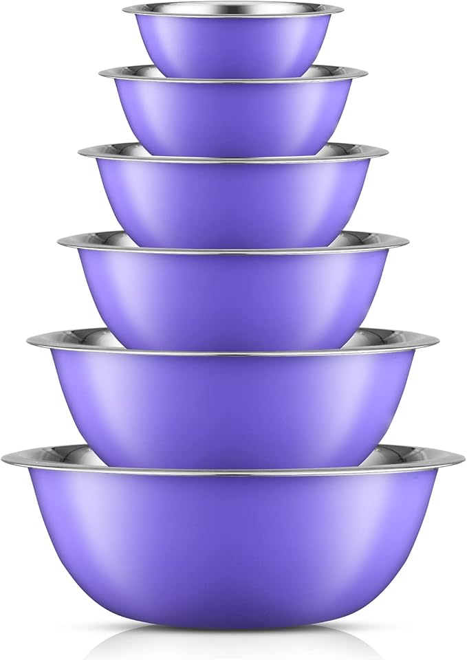 JoyJolt Stainless Steel Mixing Bowl Set of 6-5qt to 0.5qt Nesting Bowls for Dough, Batter & Baking by JoyJolt