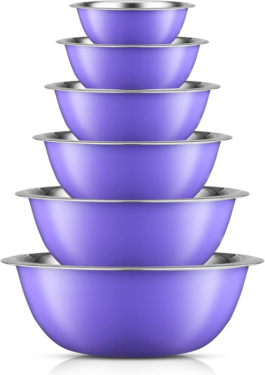 JoyJolt Stainless Steel Mixing Bowl Set of 6-5qt to 0.5qt Nesting Bowls for Dough, Batter & Baking by JoyJolt