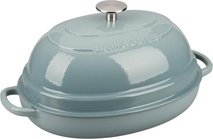 EDGING CASTING Enameled Oval Cast Iron Dutch Oven Pot with Lid, Bread Dutch Oven for Sourdough Bread Baking, Dutch Oven Bread, Bread Oven, 6QT, Seasalt - Image 7