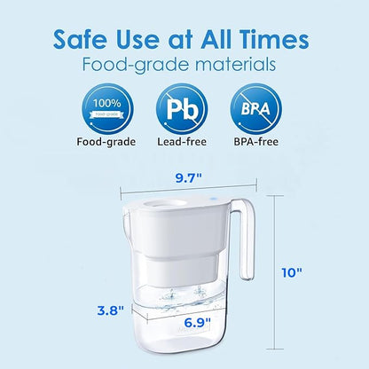 Waterdrop PT-05W Water Filter Pitcher, 7-Cup Capacity, NSF Certified, 5X Longer Filter Life, Up to 200 Gallons, for Fridge, Countertop, and Gift Giving, Reduces PFOA/PFOS, Chlorine, White - Image 3