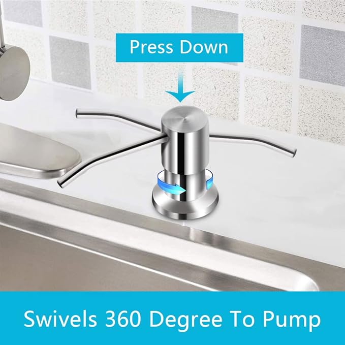 Soap Dispenser for Kitchen Sink, Brushed Nickel Countertop Soap Dispenser Pump, 47" Silicone Extension Tube Connect to The Soap Bottle Directly, Say Goodbye to Frequent Refills (Brushed Nickel) - Image 3